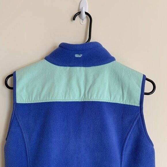 Vineyard Vines Womens Size XS Fleece Vest Colorblock Blue Teal Logo Lightweight - Picture 6 of 8